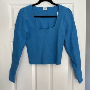 NWT Abercombie & Fitch Blue Ribbed Square Neckline Long-sleeve Sweater